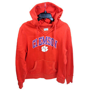 Vintage Clemson Tigers Knights Apparel Orange Graphic Hoodie XL Kangaroo Pockets
